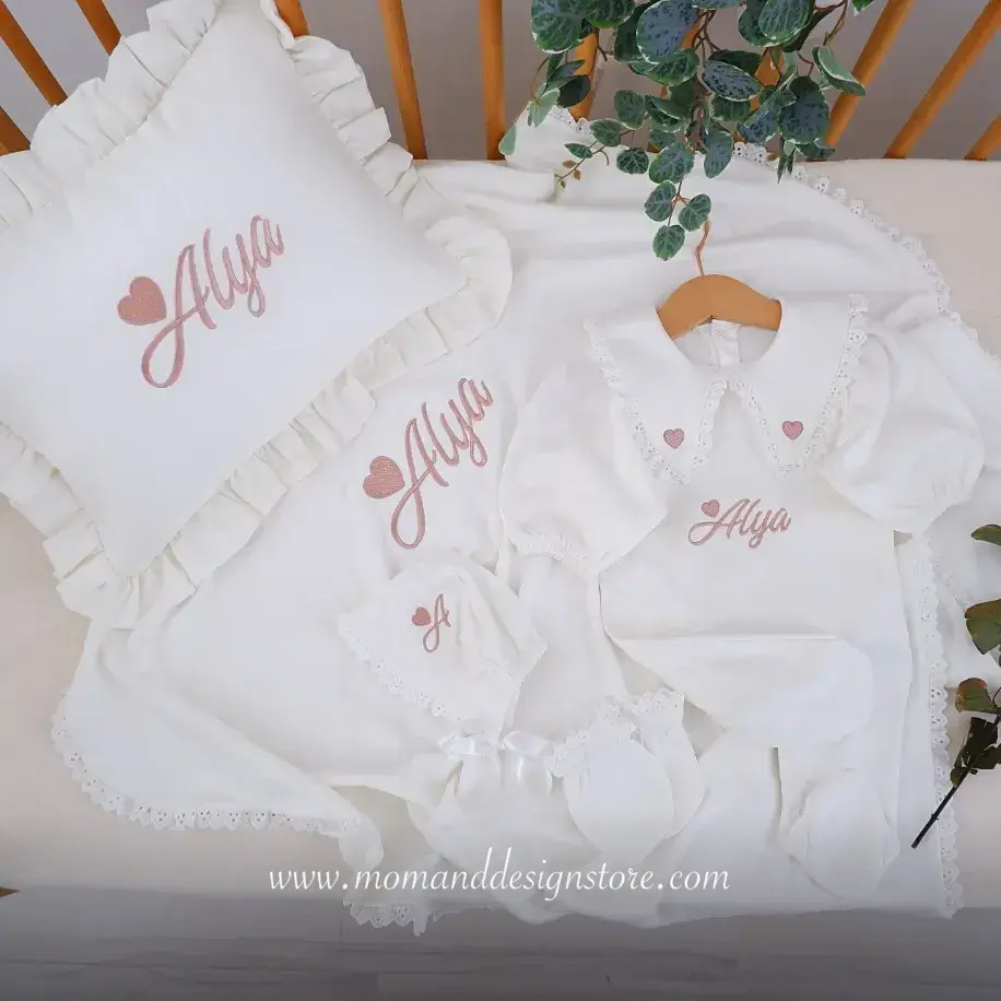 5-teiliges Erstausstattungs-Set aus Baumwollsatin