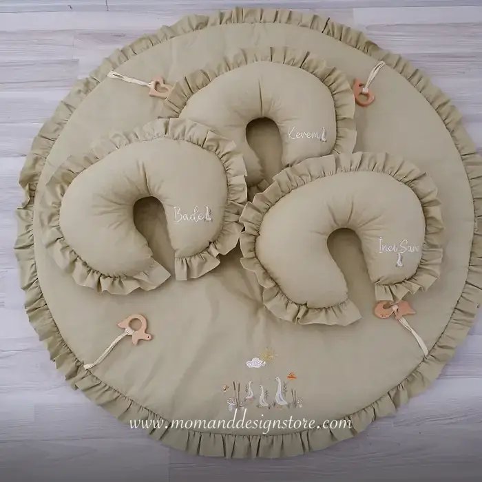 Padded Play Mat & Pillow — olive green